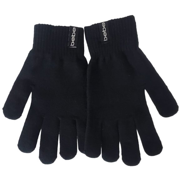 NWT BEBE AUTHENTIC WOMEN'S BLACK WHITE ANIMAL PRINT BEANIE HAT WITH GLOVES - Picture 4 of 4